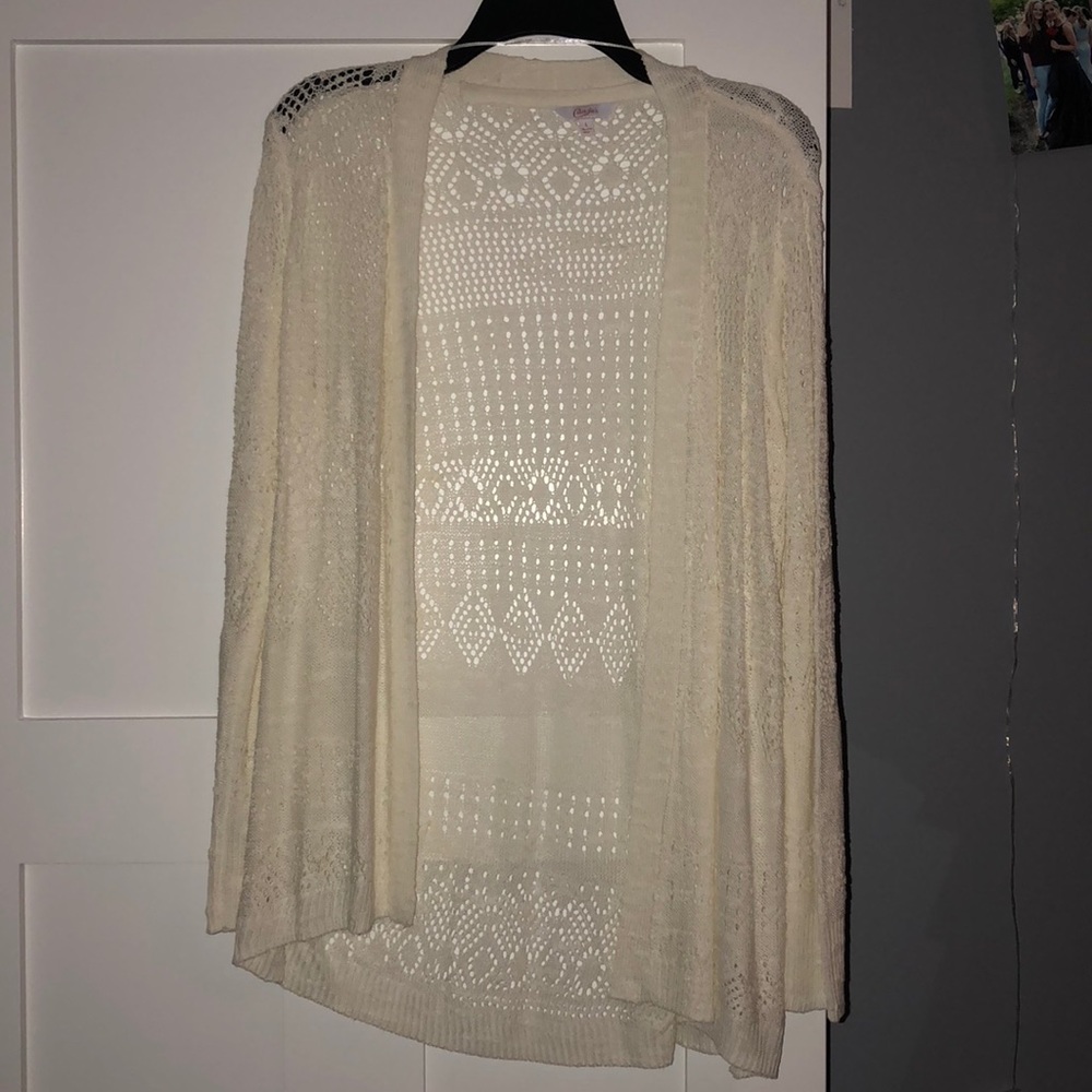 white cardigan